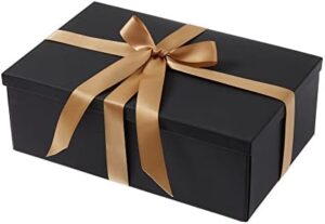 Read more about the article Y YOMA 12” Large Gift Box with Lid and Gold Ribbon Paper Gift Boxes Elegant Cardboard Box for Presents Gift Box Ideal for Anniversary Wedding Birthday Graduation Festivals, Black(1 Pack)