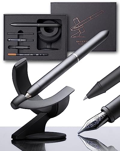 You are currently viewing novium Hoverpen Future Edition – Fountain Pen & Rollerball Pen All-In Gift Box, Fine Nib, Futuristic Aesthetic, Luxury Metal Made Desk Pen, Free Spinning Executive Pen, Birthday Gifts (Deep Black)