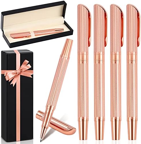 10 Pcs Luxury Rollerball Pen Set Gift Pen for Women Fancy Pen with Gift Box Pink Gift Pen Rose Gold Pen Office Supplies Gifts for Women Teacher Coworkers Bridesmaids Birthday Wedding, Black Ink