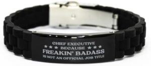 Read more about the article Chief Executive Because Freakin Badass Is Not An Official Job Title, Chief Executive Gift Silicone Bracelet, Gift Ideas for Chief Executive Coworker