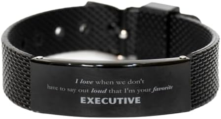 Favorite Executive Gifts, I'm your favorite Executive, Sarcastic Funny Birthday Christmas Unique Black Shark Mesh Bracelet For Executive, Coworkers, Men, Women, Friends