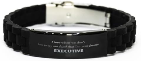 Favorite Executive Gifts, I'm your favorite Executive, Sarcastic Funny Birthday Christmas Unique Black Glidelock Clasp Bracelet For Executive, Coworkers, Men, Women, Friends