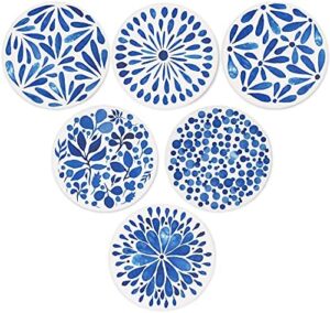 Read more about the article AD Set of 6 Coasters for Drinks Absorbing Round Ceramic Stone Coaster with Cork Base,Tabletop Protection Mat for Mugs and Cups,Office,Kitchen (Indigo Blue)