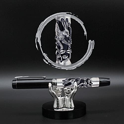 ARTEX Luxury Craft Fountain Pen, Germany Schmidt Nib, Relievo Zodiac, Eastern Style. Gift for Men & Women, Professional, Executive, Metal, Gift Box. Free Engraving. (Ancient Silver (Rabbit))