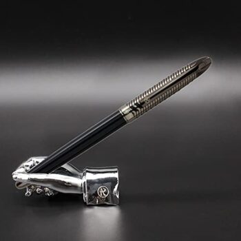 ARTEX Stylish Fountain Pen : Luxury,Elegant,Germany F Fine Nib, Gift for Men & Women, Professional, Executive, Metal, Gift Box. –Free Engraving (Black (Piano Style)),14cmx1.2cm(AT-F4CARBON-1)