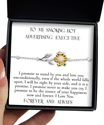 Advertising Executive Promise Bracelet Gifts for Him and Her, Sunflower Bracelet Sterling Silver, for Wife, Girlfriend, Friend for Valentines Day Birthday Anniversary