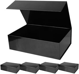 Read more about the article Aimyoo 5 Pack Black Magnetic Gift Boxes with Lids 13.8x9x4.3 in, Large Bridesmaid Groomsman Proposal Box, Rectangle Collapsible Box for Present Graduation Birthday Wedding Storage