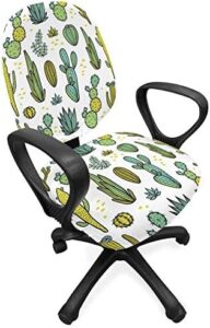 Read more about the article Ambesonne Cactus Office Chair Slipcover, Hand Draw Foliage Pattern Botanical Inspired Floral Tropical Elements, Protective Stretch Decorative Fabric Cover, Standard Size, Reseda Green