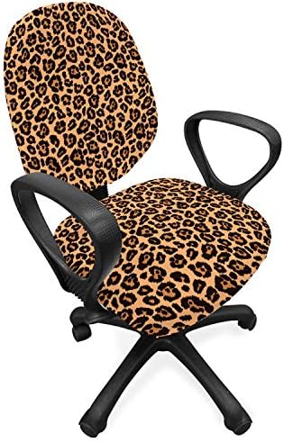 You are currently viewing Ambesonne Leopard Print Office Chair Slipcover, Orange Hue Leopard Design Exotic Fauna Inspired Pattern Monochrome Print, Protective Stretch Decorative Fabric Cover, Standard Size, Orange Black