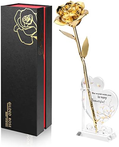 You are currently viewing Anthonic Gold Dipped Rose Real 24K Gold Rose, Genuine One of a Kind Rose Hand Dipped in 24K Golden Roses Romantic Gifts for Women in Her Birthday Anniversary Valentines Day Mothers Day