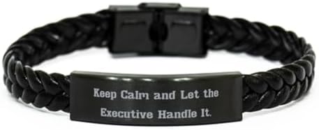 You are currently viewing Appreciation Executive Gifts, Keep Calm and Let the, Executive Braided Leather Bracelet From Colleagues, Gifts For Coworkers, Braided bracelet, Bracelet gift, Gift for her, Personalized gift, Unique