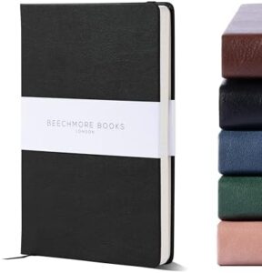 Read more about the article BEECHMORE BOOKS Graph Paper Notebook – Regular, Black | Premium Square Grid Math & Science Journal | 5.75″ x 8.25″ Hardcover Vegan Leather | Thick 120gsm Cream Graph Paper | Gift Box for Men & Women