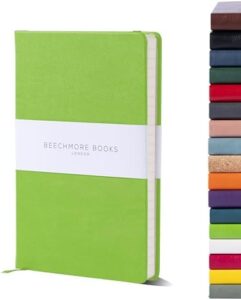 Read more about the article BEECHMORE BOOKS Ruled Notebook – A5 Bright Lime | Premium Hardcover Journal Vegan Leather Thick 120gsm Cream Lined Paper | Christmas Gift Ideas For Writers, Journalers, Business Meetings & Students