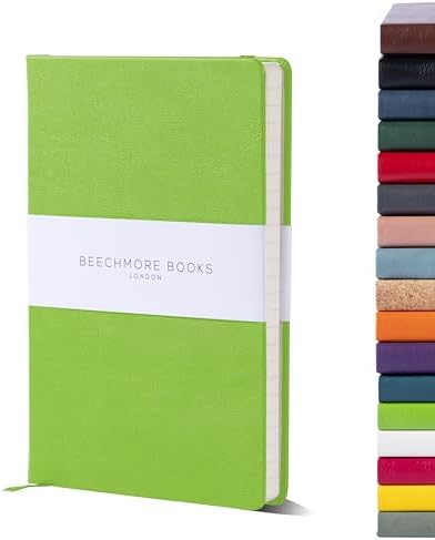 You are currently viewing BEECHMORE BOOKS Ruled Notebook – A5 Bright Lime | Premium Hardcover Journal Vegan Leather Thick 120gsm Cream Lined Paper | Christmas Gift Ideas For Writers, Journalers, Business Meetings & Students