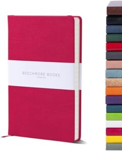Read more about the article BEECHMORE BOOKS Ruled Notebook – A5 Vibrant Pink Premium Hardcover Journal Vegan Leather Thick 120gsm Cream Lined Paper | Christmas Gift Ideas For Writers, Journalers, Business Meetings & Students