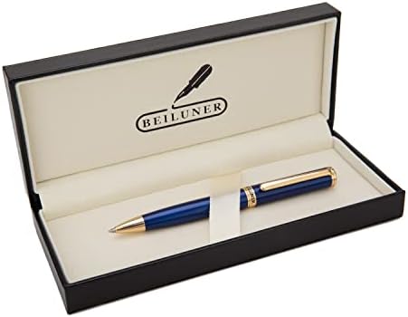 BEILUNER Luxury Ballpoint Pens with 24K Gold Trim,Stunning Luxury,Blue Finish,Germany Schneider Pen Refill,Professional Executive Pen-Gorgeous Gift Set for Men & women