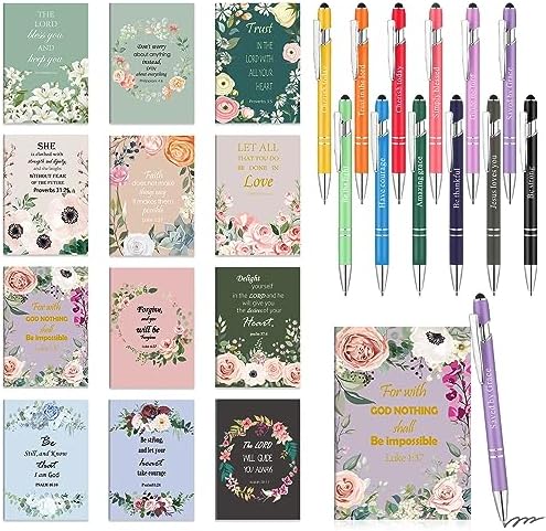 You are currently viewing BESARME 24 Pcs Bible Notebook Verse Pens Set, Christian Gifts Inspirational Note Pads Religious Bible Gifts for Women Teacher Office