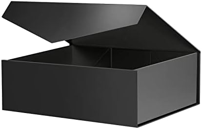 BLK&WH Gift Box 11.5x8.1x3.8 Inches, Black Gift Box with Lid, Large Gift Box, Magnetic Gift Box, Groomsman Box (Matte Black)