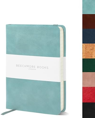 Beechmore Books Ruled Pocket Notebook - Small, Teal | Premium Hardcover Journal with Vegan Leather, Thick 120gsm Cream Lined Paper | Gift Box | for Writers, Journalers, Business Meetings & Students