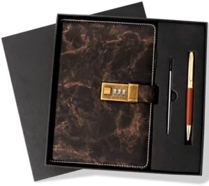 Read more about the article CAGIE Marble Diary with Lock for Men, Waterproof Journal with Lock 192 Pages Women Locked Journal with Pen and Gift Box Set, Password Locked Journals for Men and Boys, A5 Black