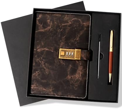 You are currently viewing CAGIE Marble Diary with Lock for Men, Waterproof Journal with Lock 192 Pages Women Locked Journal with Pen and Gift Box Set, Password Locked Journals for Men and Boys, A5 Black