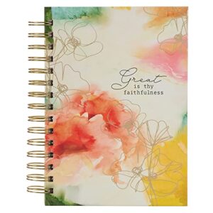 Read more about the article Christian Art Gifts Journal w/Scripture for Women Great is Thy Faithfulness Watercolor Red/Yellow 192 Ruled Pages, Large Hardcover Notebook, Wire Bound