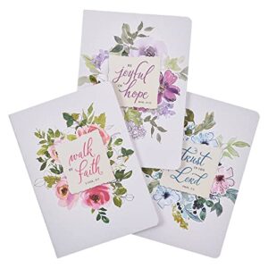 Read more about the article Christian Art Gifts Scripture Composition Notebook Set for Women: Be Joyful in Hope, Trust in the Lord, Walk by Faith – Inspirational Bible Verse Variety, Creamy White Floral, Large, Set of Three