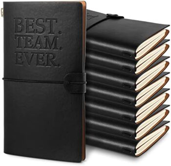 Colarr 8 Pcs 7.87 x 4.72 Inch Employee Appreciation Gifts Coworker Leather Notebook Black Journal Inspirational Notebooks for Women Men Colleague Employee Team Volunteer Teacher Students