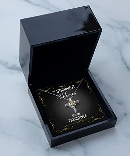 You are currently viewing Cute But Rude Gift for Executives Gifts for Her Only The Strongest Women Become Executives Cross Necklace 14K Gold Plated Sterling Silver Cubic Zirconia Pendant