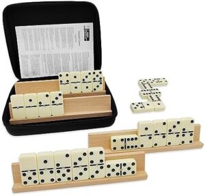 Read more about the article Dominoes Set for Adults with 4 Wooden Racks/Trays, Double Six Dominoes Travel Set with Portable Case Double 6 Dominoes Set with 4 Tiles Holders, 28 Tiles Dominos Set for Family Classic Board Games