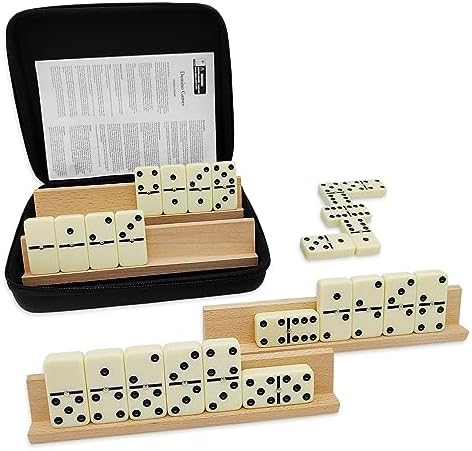 You are currently viewing Dominoes Set for Adults with 4 Wooden Racks/Trays, Double Six Dominoes Travel Set with Portable Case Double 6 Dominoes Set with 4 Tiles Holders, 28 Tiles Dominos Set for Family Classic Board Games