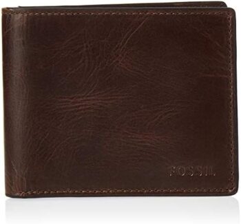 Fossil Men's Derrick RFID-Blocking Leather Bifold Wallet with Flip ID Window for Men