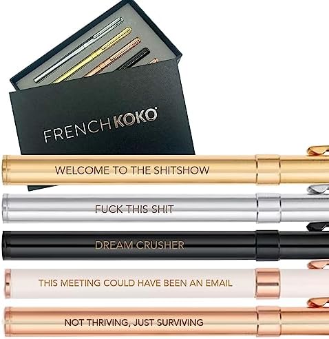 You are currently viewing French KOKO Executive Funny Pens Office Humor Metal Ballpoint Pens Funny Coworker Gifts for Women Men Fun Office Gold Black Rose Gold Pink Beautiful Luxury Gift Box Co Workers Friends Adult Cute Pens
