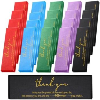 Fulmoon 20 Pcs Thank You Gifts Inspirational Pen Boxes Gift Boxes for Ballpoints Motivational Quote Pen Boxes Bulk Appreciation Gifts for Employee Teacher Coworker School Office Team (Colorful)