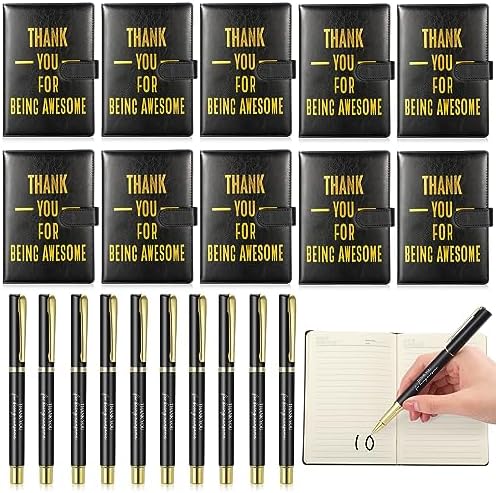 Fulmoon 20 Sets Employee Appreciation Gifts Include 10 Pcs A5 Inspirational Notebooks Leather Journals 10 Pcs Motivational Pens for Coworkers Teachers Students Nurse Staff Business Christmas Gifts