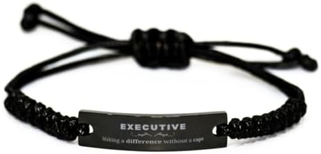 Funny Executive Gifts, Making a difference without a cape, Sarcasm Unique Birthday Black Rope Bracelet For Executive, Coworkers, Men, Women, Friends