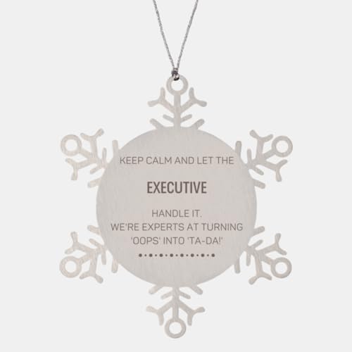 Funny Executive Gifts, We're Experts at Turning 'oops' into 'Ta-da!', Sarcasm Unique Birthday Christmas Snowflake Ornament for Executive, Coworkers, Men, Women, Friends