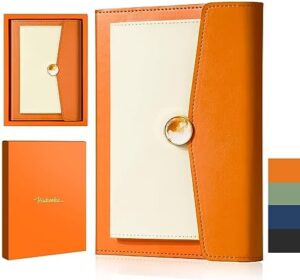 Read more about the article HIUKOOKA A5 Notebooks College Ruled, 192 Pages A5 Hardcover Leather Journal, 100gsm Thick Paper Journal, The Notebooks with Gift Box for Writing,Office, School, Business, 6.1″ x 8.7″ – Orange
