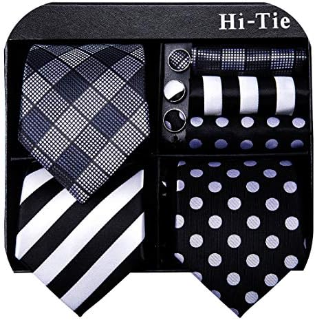 You are currently viewing Hi-Tie 3/5 Pcs Gift Box Mens Tie Set Necktie with Pocket Square and Cufflinks Silk Neck Tie Collection