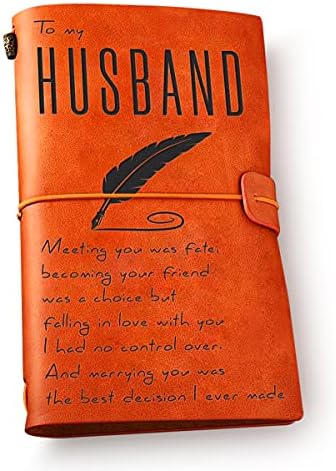 Husband Gifts from Wife Romantic - to My Husband Leather Journal Notebook - Engraved Vintage Travel Journal Embossed Writing Journal Gift for Husband Christmas Anniversary Wedding Birthday
