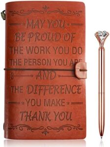 Read more about the article JEWPHX Thank You Gifts Appreciation Leather Journal & Pen Set Inspirational Notebook Appreciation Gifts for Women Men Employee Volunteer Nurse Teacher (A6,Brown)