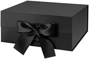 Read more about the article JINMING Gift Box with Ribbon 9×6.5×3.8 Inches, Gift Box with Lid, Black Gift Box for Presents, Groomsman Proposal Box, Gift Box (Matte Black)