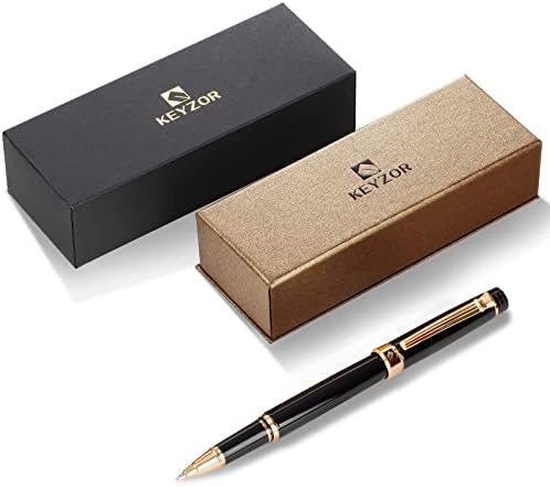 KEYZOR Luxury Writing Rollerball Pen With Schmidt Refill,Metal Pen Of 24k Gold Trim,Fancy Pen Gift Set For Men&Women In Executive Offices Business