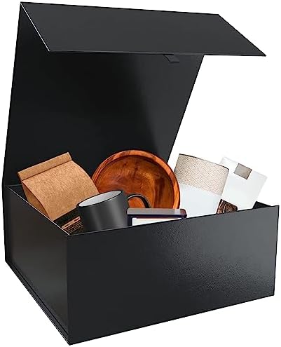 You are currently viewing Kiniu 1 Pack Black Gift Boxes with Lids – Gift Boxes for Presents – Black Gift Box with Lid – Collapsible Magnetic Closure Box for Bridesmaid Proposal Boxes, Groomsman Box, Wedding, Birthday, Shirt Gift Box – 9.25×9.25×3.75 Inches