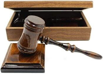 KitchenGear Premium Wooden Boxed Gavel & Square Sound Block Set - 10'' inc Gavel and Square Shaped Sound Block - in Boxed Gavel for Lawyer Student Judge Aucti Meeting - Best Gift Idea Set