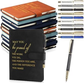 Kosiz 20 Pcs Employee Appreciation Gifts Bulk Inspirational A5 Leather Journal Engraved Notebook with Inspirational Ballpoint Pen for Teacher Coworker Volunteer Christmas Thank You Gifts (Multicolor)