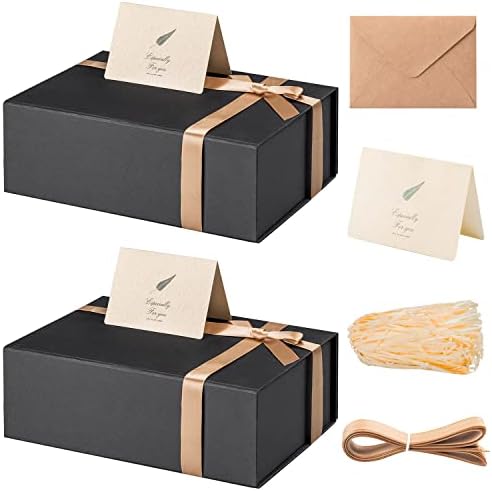 You are currently viewing LIFELUM Gift Box 2 Pack 11 x 8 x 3.5 Inches，Black Gift Boxes for Presents with Magnetic Lid Luxury Christmas Gift Boxes for Present Box Contains Card, Ribbon, Shredded Paper Filler