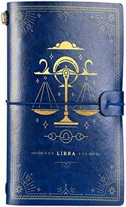 You are currently viewing Libra Zodiac Gifts Leather Journal Notebook, for Men, Women on Christmas, Birthday, Refillable Sketchbook, Travel Diary, Lined Planner, Aries, 7×5 Inches, Blue