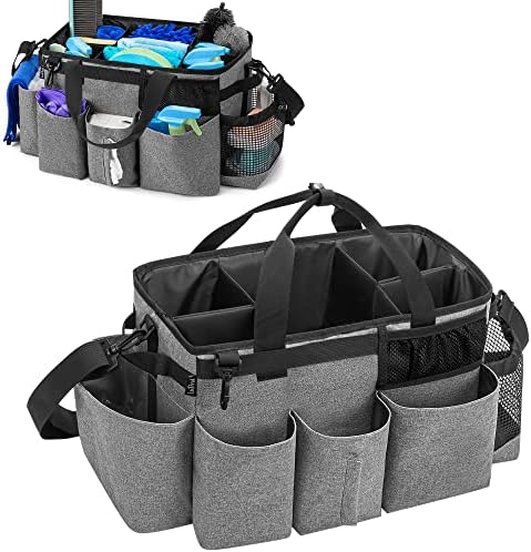 You are currently viewing LoDrid Wearable Cleaning Caddy Bag with 4 Foldable Dividers, Cleaning Supply Tote for Cleaning Supplies, Cleaning Organizer with Shoulder Strap and Side Handles for Cleaners & Housekeepers, Grey