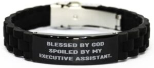 Read more about the article Love Executive Assistant Gifts, Blessed by God Spoiled by My, Executive Assistant Black Glidelock Clasp Bracelet from Coworkers, Executive Assistant Gift Ideas for him, Executive Assistant Gift Ideas